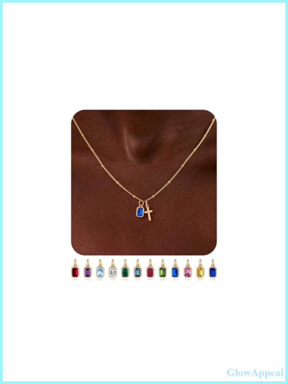 14K Gold Plated Birthstone Cross Necklace Christian Jewelry Gift